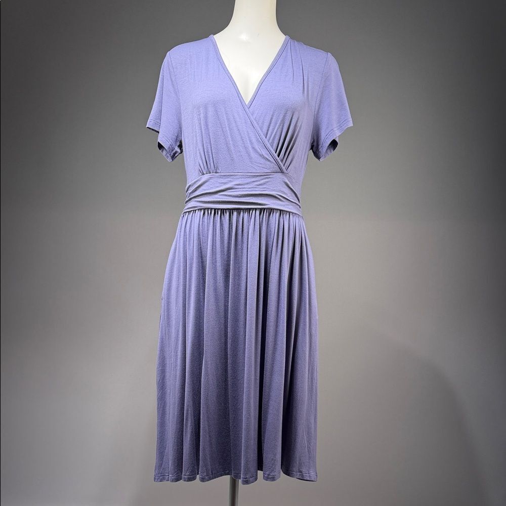 Chic Lilac V-Neck Midi Dress (rack9)